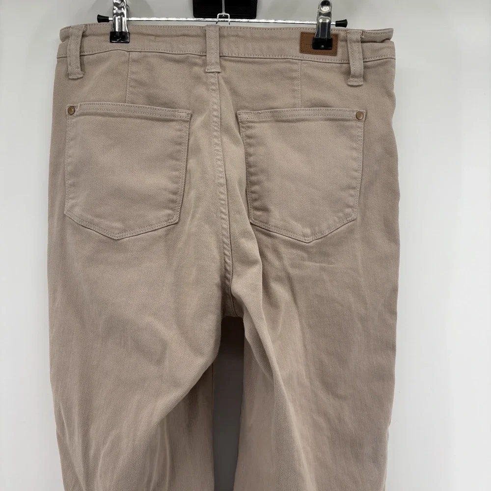 Judy Blue Jeans Womens 11/30 Beige Garment Dyed Wide Leg Crop High Waist Raw Hem